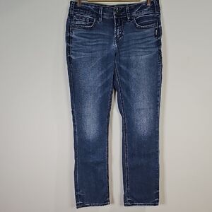 Silver Elyse 32x30 Women's Dark Blue Straight Leg Jeans